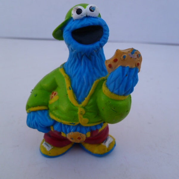 Vintage Sesame Street Cookie Monster In Baseball Cap Cake Topper