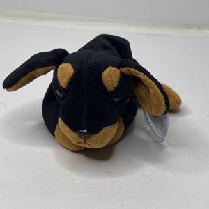 Ty Doby the Doberman Pinscher Beanie Babies Plush Doberman Pinscher W/ Tags 8" Long 1996 Stuffed Animal Toy
