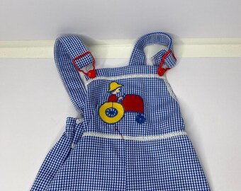 Carters Checkered Overalls Made in USA Size 12 Months 23" Long, adjustable Vintage