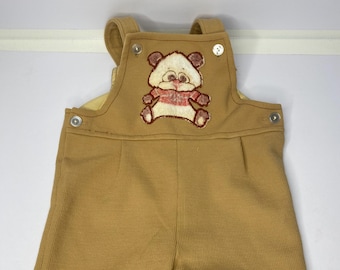 Carters Overalls Ribbed Bear Applique Made in USA Size 24 Months 27" Long, adjustable Vintage