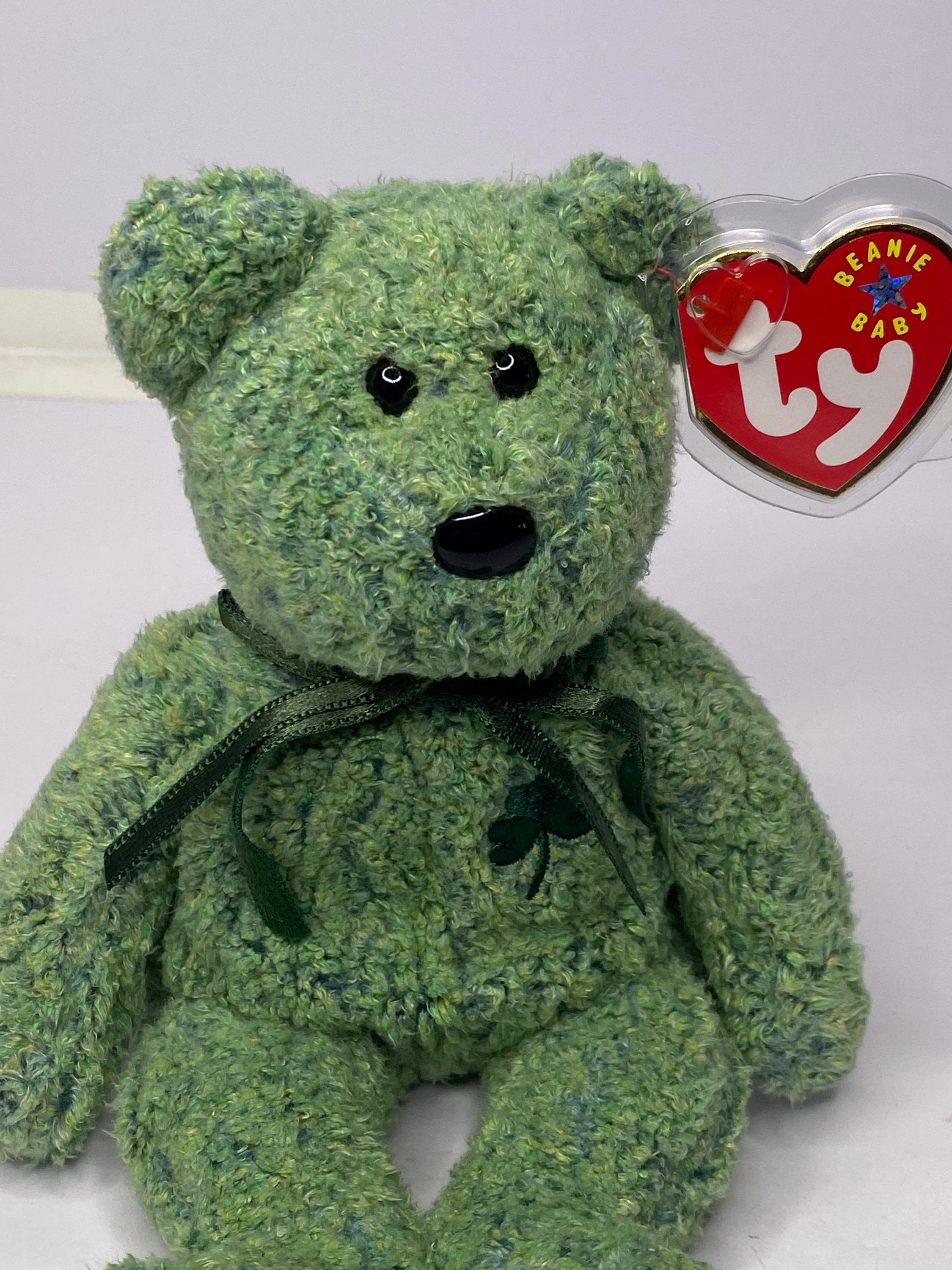 Ty Shamrock the Bear Beanie Baby Plush Green Bear W/ Tags 9