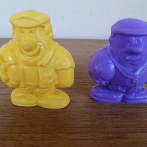 Fred Flintstone Barney Rubble Plastic Figure  Cake Topper 2.75&quot; Tall 1990 Hamilton
