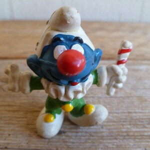 Smurf Clown Figurine PVC Cake Topper 2&quot; Tall 1977