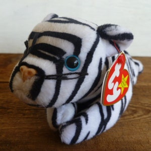 Ty Blizzard the Tiger Beanie Baby Plush Tiger W/ Tags 9&quot; Long 1996 Stuffed Animal Toy