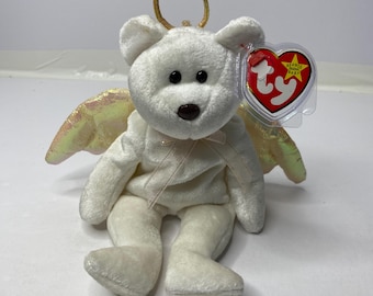 Ty Halo, o Anjo Urso Beanie Babies, Urso de Pelúcia Anjo com Etiquetas, 23 cm de Altura, 1998, Bicho de Pelúcia