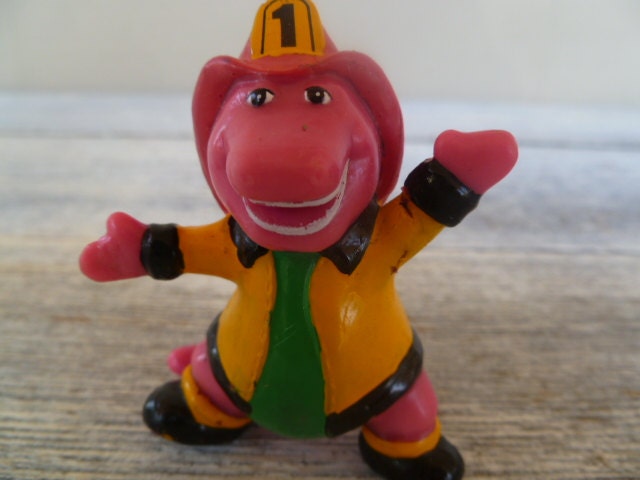 Barney Fireman Cake Topper Pvc  2.25" Tall 1993 Lyons Group