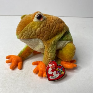 Ty Prince the Frog Beanie Baby Plush Frog Tie-Dye 8.5&quot; Long Y2K Stuffed Animal Toy Tag Damaged