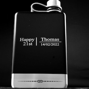 Personalised Whiskey Flask, Custom Rectangle Hip Flask, Engraved Message Gift, Stainless Steel Drinkware, Groomsmen Name Date Keepsake