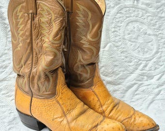 Vintage El Buitre Mens Cowboy Boots Beige Leather Gator  display picture 2