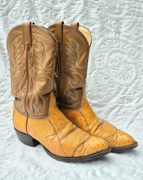 1970s Ostrich Skin Black Label Tony Lama Vintage Cowboy  display picture 3
