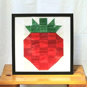 Handmade Strawberry Wall Art | Quilt Block | Kitchen Decor | Patchwork