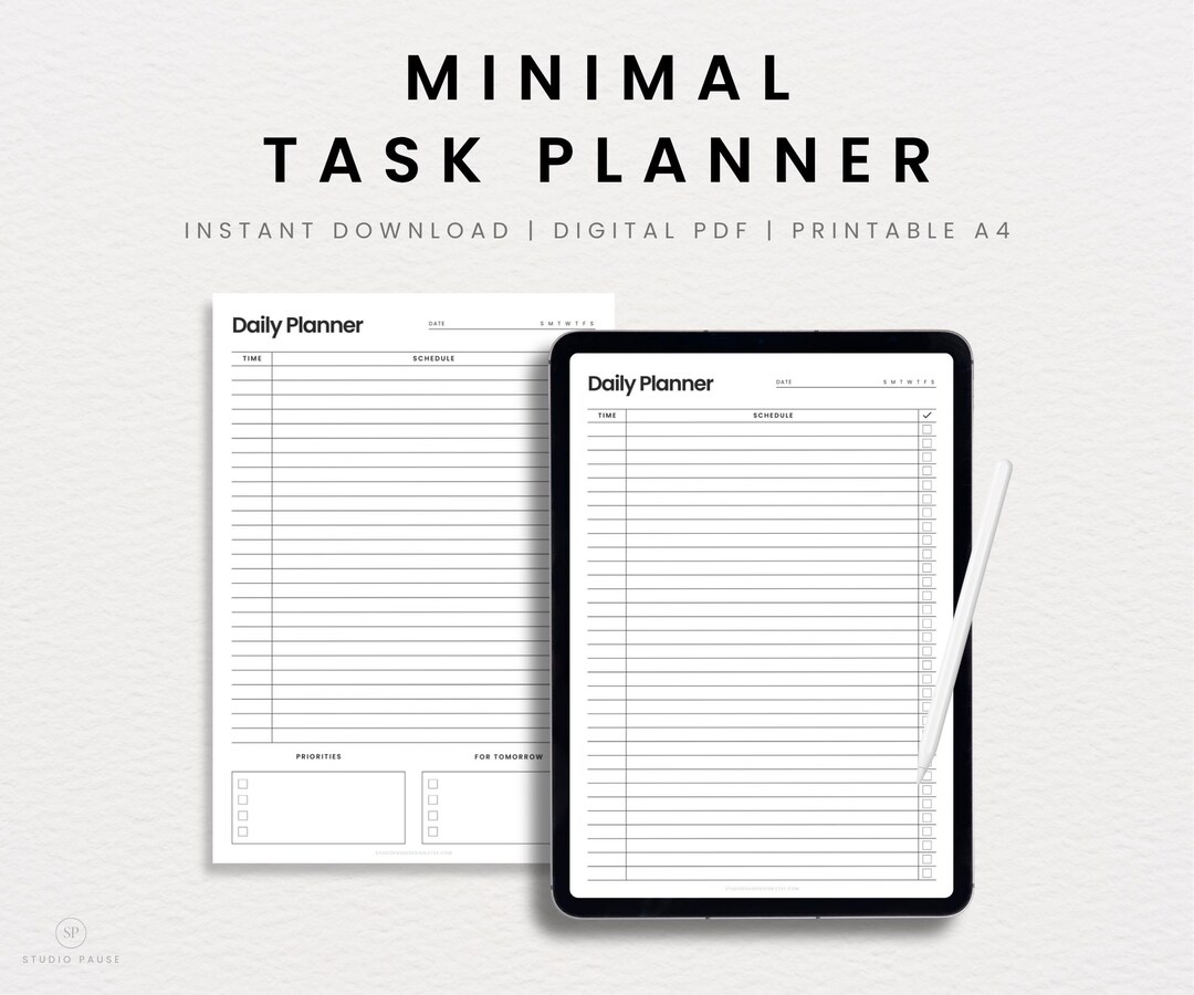 Minimalist Task Planner: Printable A4 & Digital PDF, Everyday Tracker ...