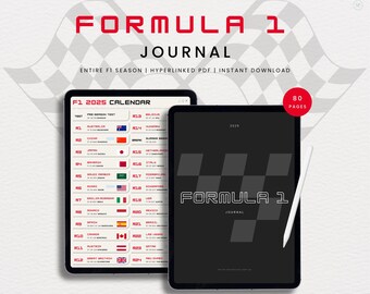 2025 F1 Journal: Formula 1 Season Tracker, Grand Prix Planner (Digital PDF A4 Printable)
