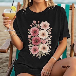 Floral Design Unisex Softstyle T-Shirt | Cute Gift for Her, Spring Fashion, Nature Lover Shirt, Casual Wear, Everyday Comfort
