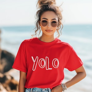 YOLO Unisex Softstyle T-Shirt, You only live once Tee shirt, Trendy Graphic Tee, Inspirational Quote Shirt, Short Sleeve Unisex Shirt
