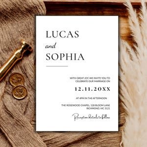 Minimalist Wedding Invitation Template | Modern Canva Editable Invite | Black & White Wedding Card | Instant Download | Elegant Design