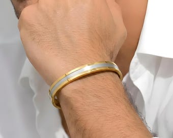 Pulsera de plata y oro de 18 quilates para hombre, joyería llamativa, regalos para él