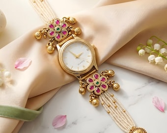 Ethnic Kashmiri Kundan Jewelry Bracelet Watch for Women: South Indian Jewelry