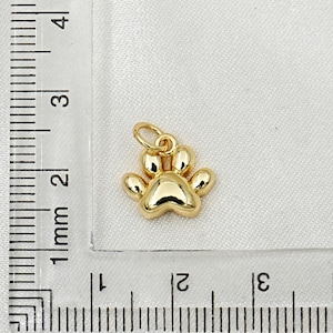 18K Gold Filled Paw Pendant For Bracelet Necklace • Dainty Cat Dog Paw Charm Bracelet Necklace for DIY Jewelry Making Supply