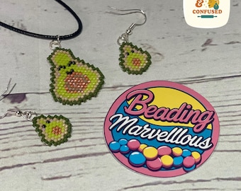 Beaded Avocado Jewellery – Earrings, Pendant or Matching Set