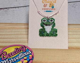 Beaded Frog Necklace | Handmade Seed Bead Jewellery |  Gift for Frog Lover