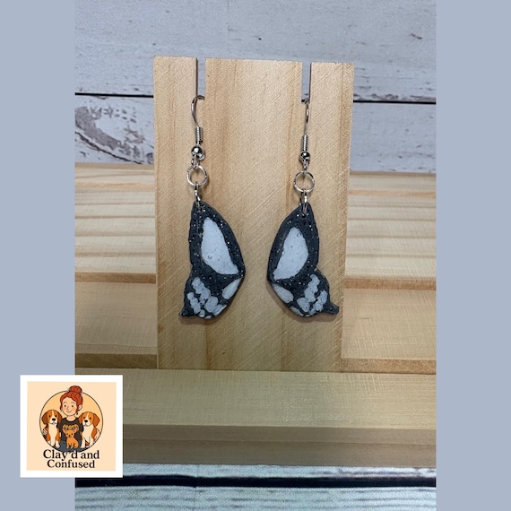 Skeleton Butterfly Earrings -Handmade Polymer Clay Earrings