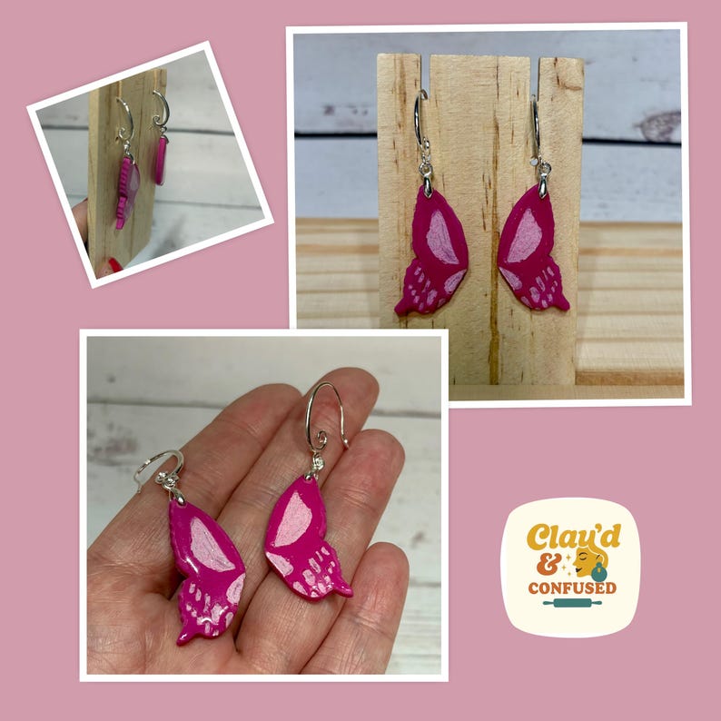 Skeleton Butterfly Earrings | Gothic Polymer Clay Jewellery | Spooky Moth Dangles | Alternative Halloween Gift image 2