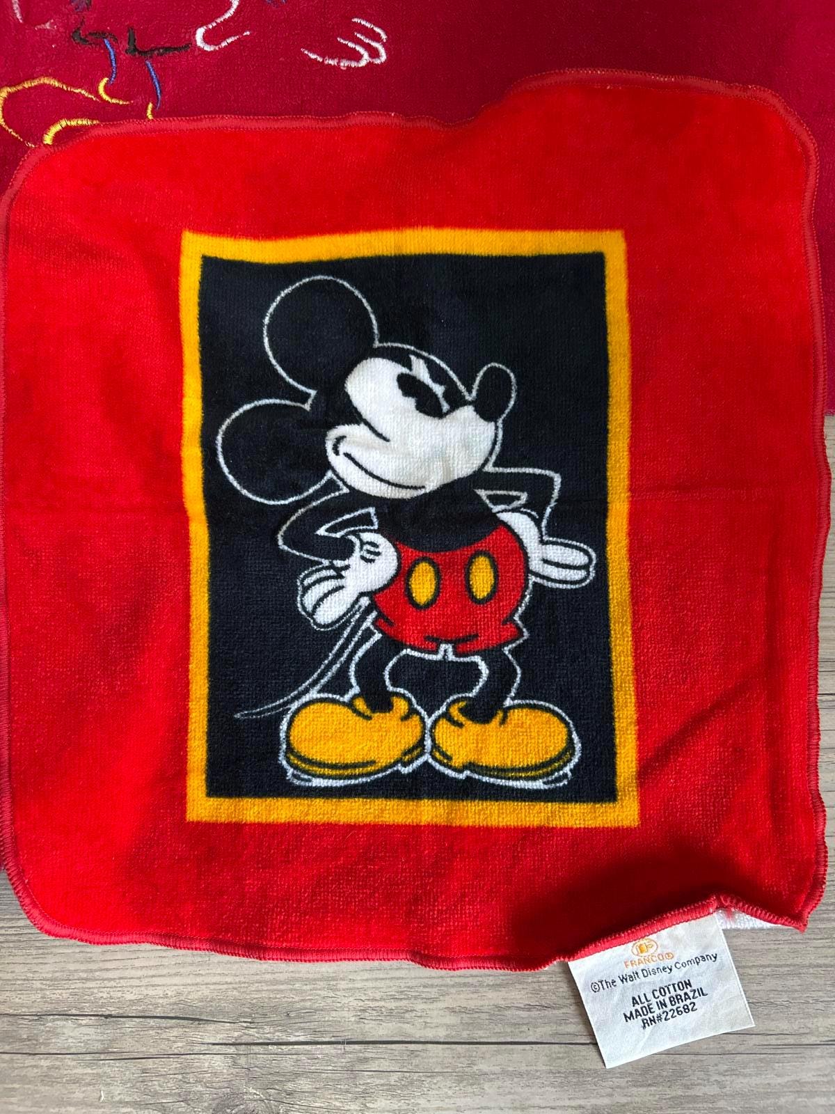 ヴィンテージ ディズニー ミッキーマウス レッド 刺繍 タオルセット