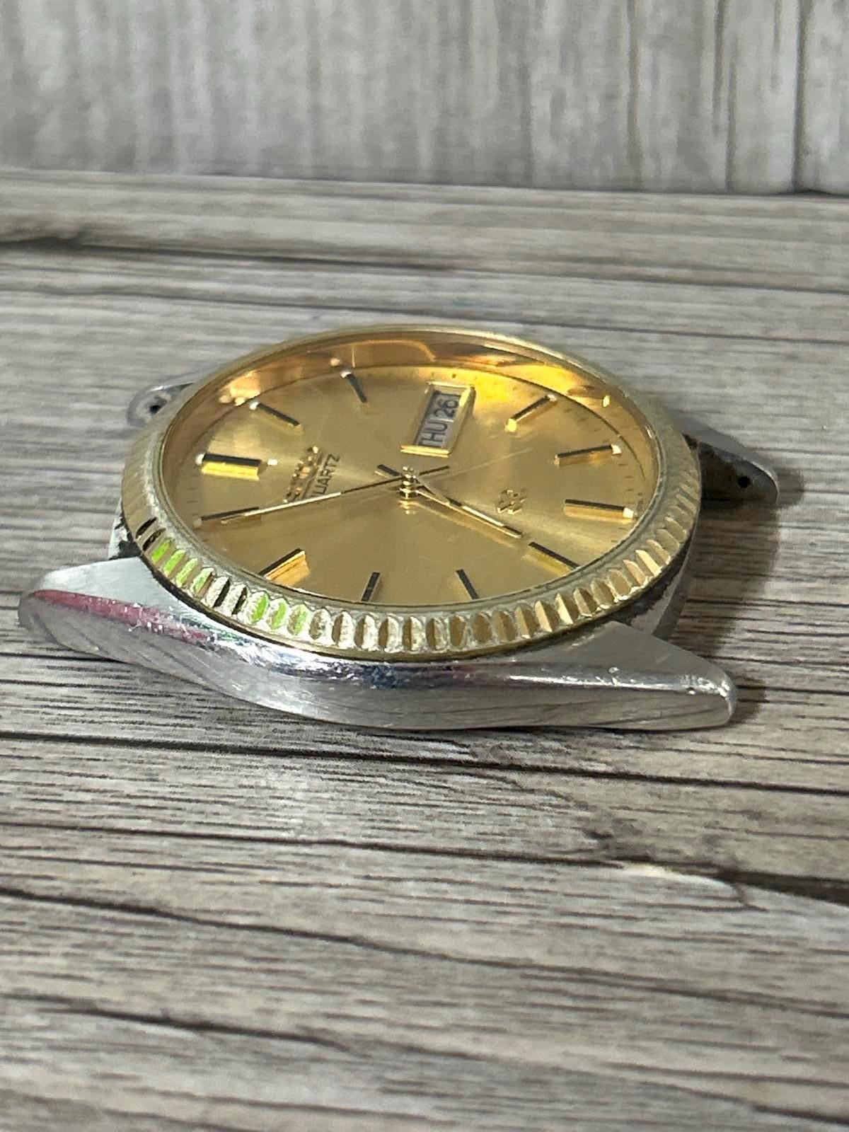 Classic Seiko Quartz Watch - Vintage Gold Dial - Etsy