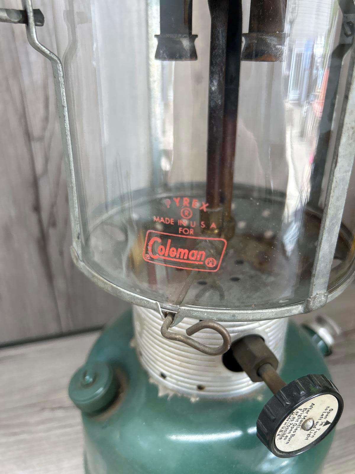 Vintage Coleman Lantern - Classic Green Design With Glass Shade - Etsy