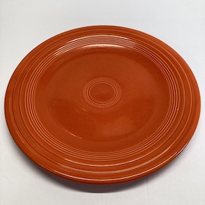 Vintage Orange Serving Plate with Ribbed Design