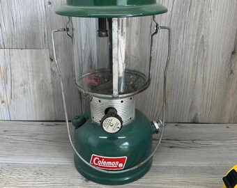 Vintage Coleman Lantern - Classic Green Design With Glass Shade - Etsy
