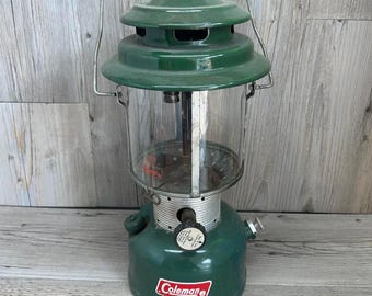 Vintage Coleman Lantern - Classic Green Design With Glass Shade - Etsy