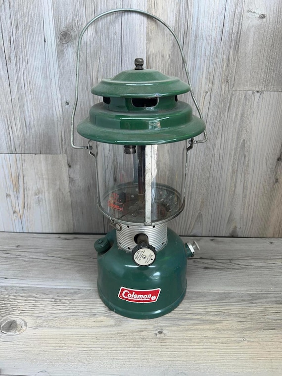 Vintage Coleman Lantern - Classic Green Design With Glass Shade
