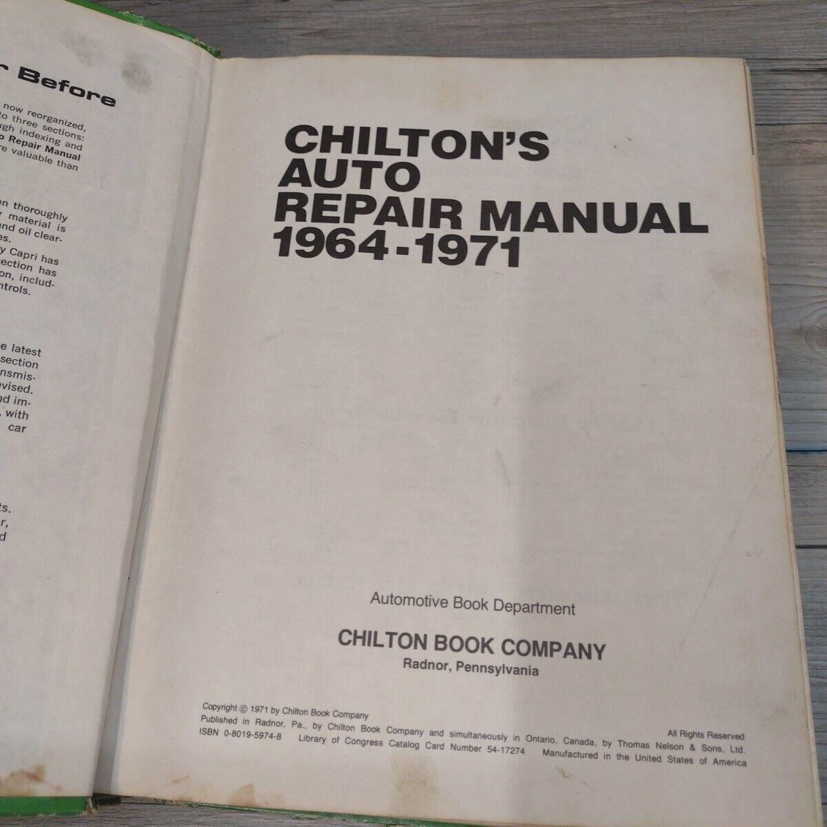 Chilton's Auto Repair Manual 1964-1971 for American Cars - Etsy