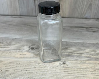 透明な薬用ガラス保存瓶、黒のねじ込み式蓋付き - Etsy 日本