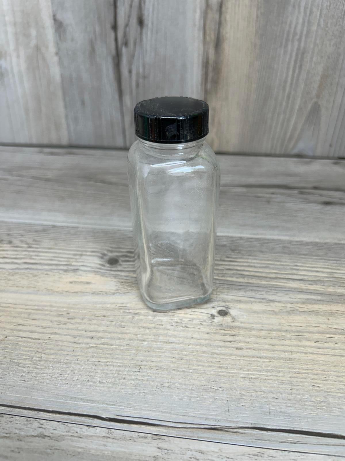 透明な薬用ガラス保存瓶、黒のねじ込み式蓋付き - Etsy 日本