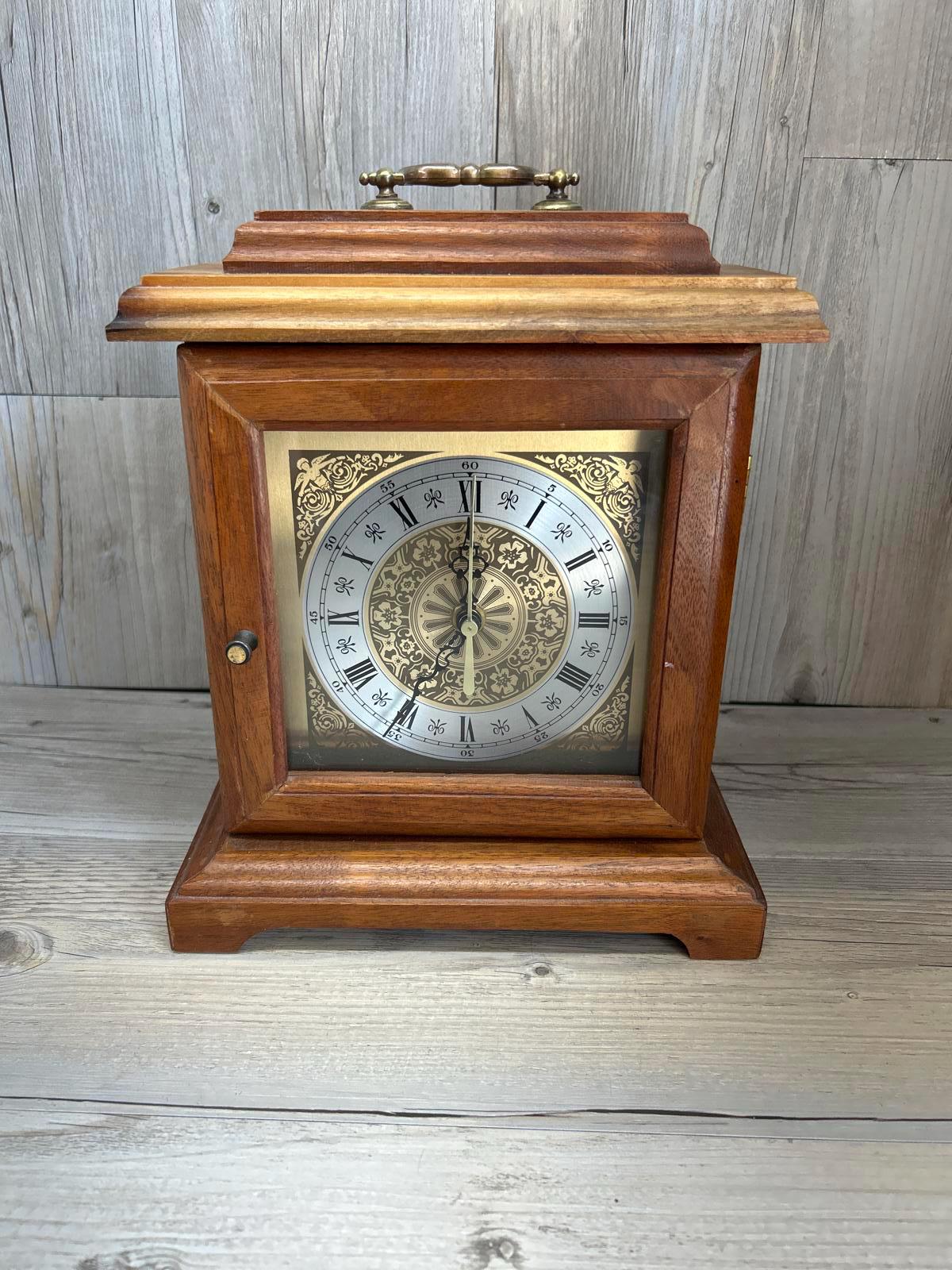 50s Wood＆Brass clock Vintage Brown Wooden Wall Clock From Seth Thomas, 1980s - Etsy