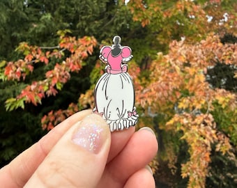 Mother’s Pink Dress Inspired by Cinderella Hard Enamel Gold or Silver Fantasy Pin- 40mm