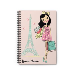 Personalized Eiffel Tower Paris Spiral Notebook - Ruled Line, Journal, Jotter, Travel Diary, Bullet Journal, Planner