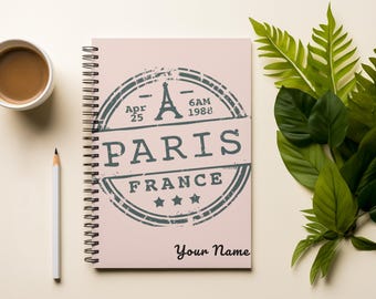 Personalized Paris Spiral Notebook - Ruled Line, Journal, Jotter, Travel Diary, Bullet Journal, Planner