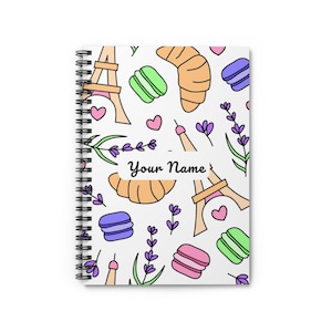 Personalized Paris Spiral Notebook - Ruled Line, Journal, Jotter, Travel Diary, Bullet Journal, Planner