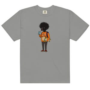 チワプーの少年　ユニセックスの製品染めヘビーウェイトTシャツ