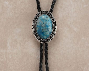 Southwestern vintage bolo-stropdas: hemelsblauwe blauwe steen, western-cowboy-stropdas