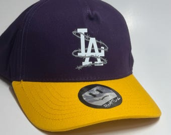 LA-snapbackpet paars en geel – Lakers Colors Streetwear-pet | Stedelijke sportstijl