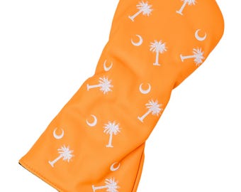 Funda para driver de golf Clemson Palmetto Tree: accesorios de golf de cuero sintético bordado.