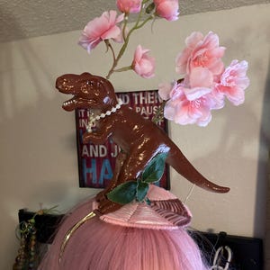 NWT Dinosaur fantasy peony fascinator headband Dino Hat, Dino Fascinator, Dino Clip, Dinosaur Bespoke, Dino  main image 4