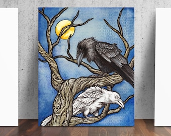 Twa Corbies Two Crows Raven Art Print by Catherine Paschal Dolch