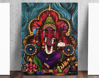 Ganesh Elephant Ganesha Hindu India Art Poster Print from Original Painting by Catherine Dolch