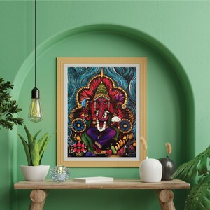 Ganesh Elephant Ganesha Hindu India Art Poster Print from Original Painting by Catherine Dolch image 2